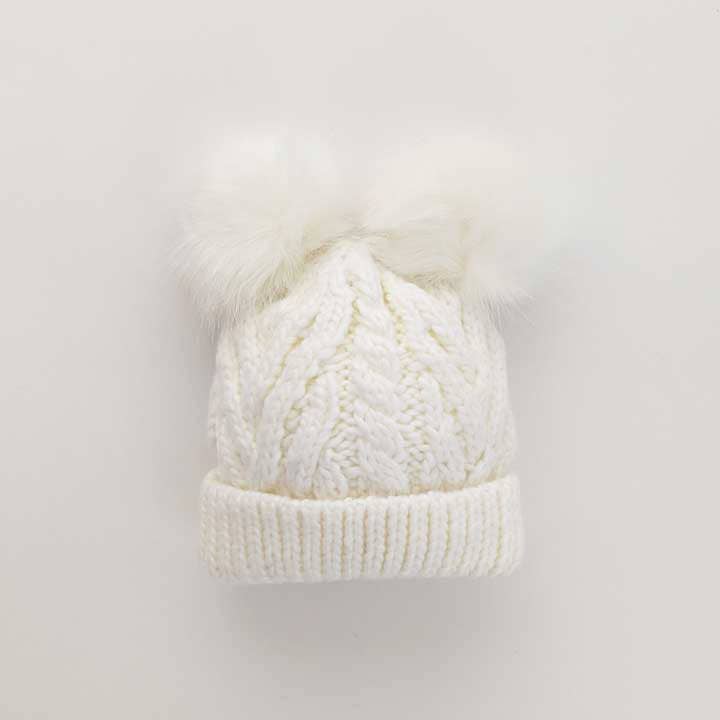 Winter White Fluffer Beanie Hat Baby & Kids