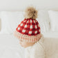 Festive Buffalo Check Pom Pom Beanie Hat Baby & Kids