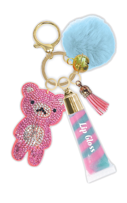 Trendy Lip Gloss with Keychain, Gummy Bear