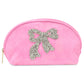 Glitter Bow Oval Cosmetic Bag