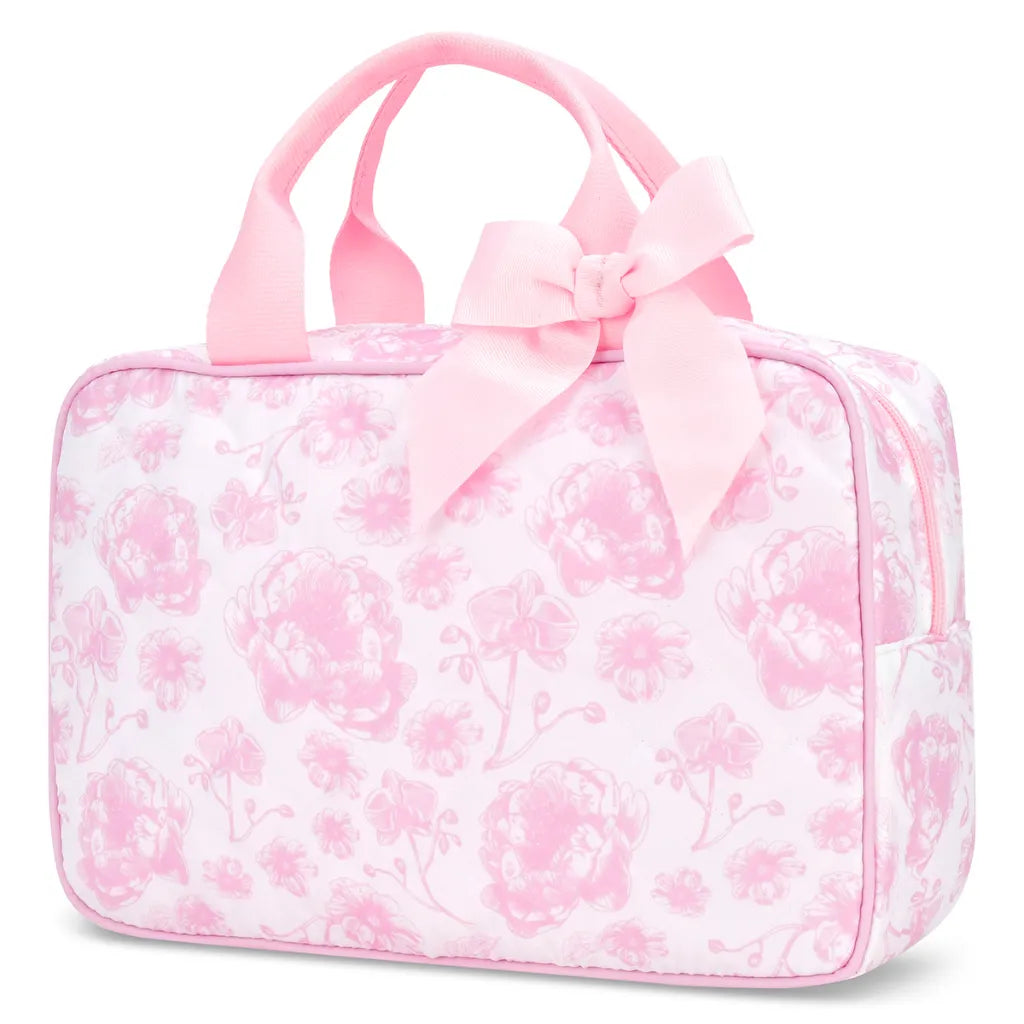 Pretty Pink Toile Large Costmetic Bag