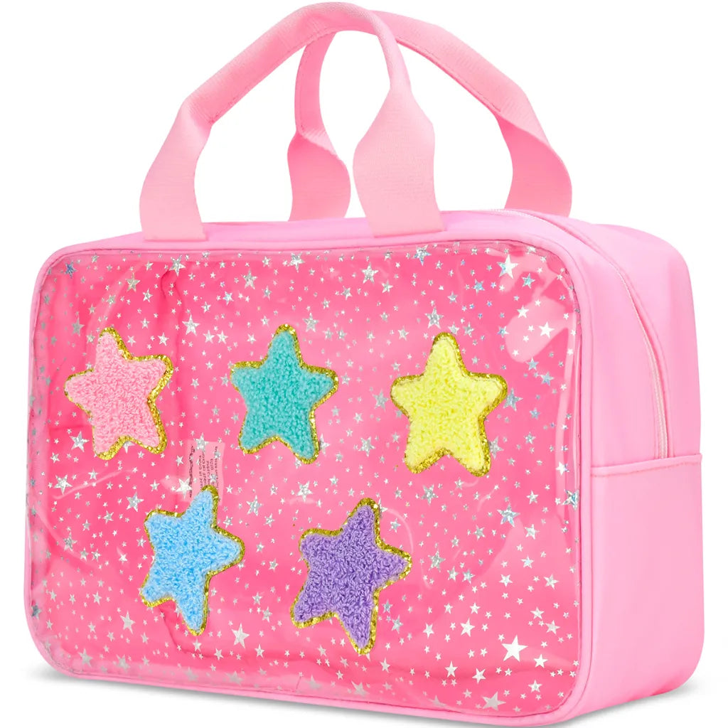 Pink Star Large Costmetic Bag