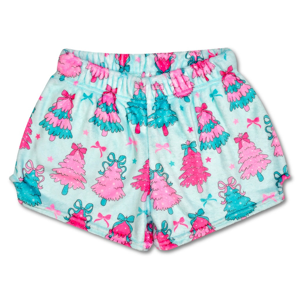 Shorts with pink/ blue tree pattern 