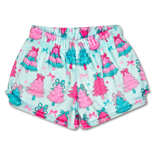 Shorts with pink/ blue tree pattern 