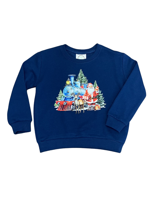 Polar Christmas Train Sweatshirt // Navy