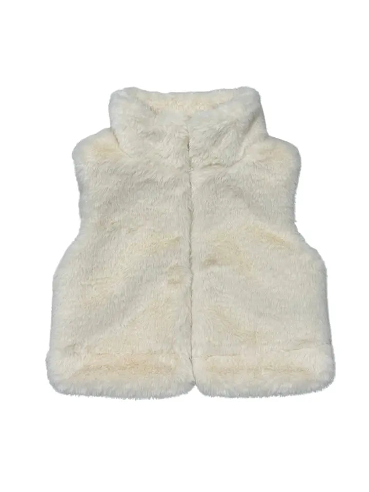 Girls Faux Fur Vet // Cream