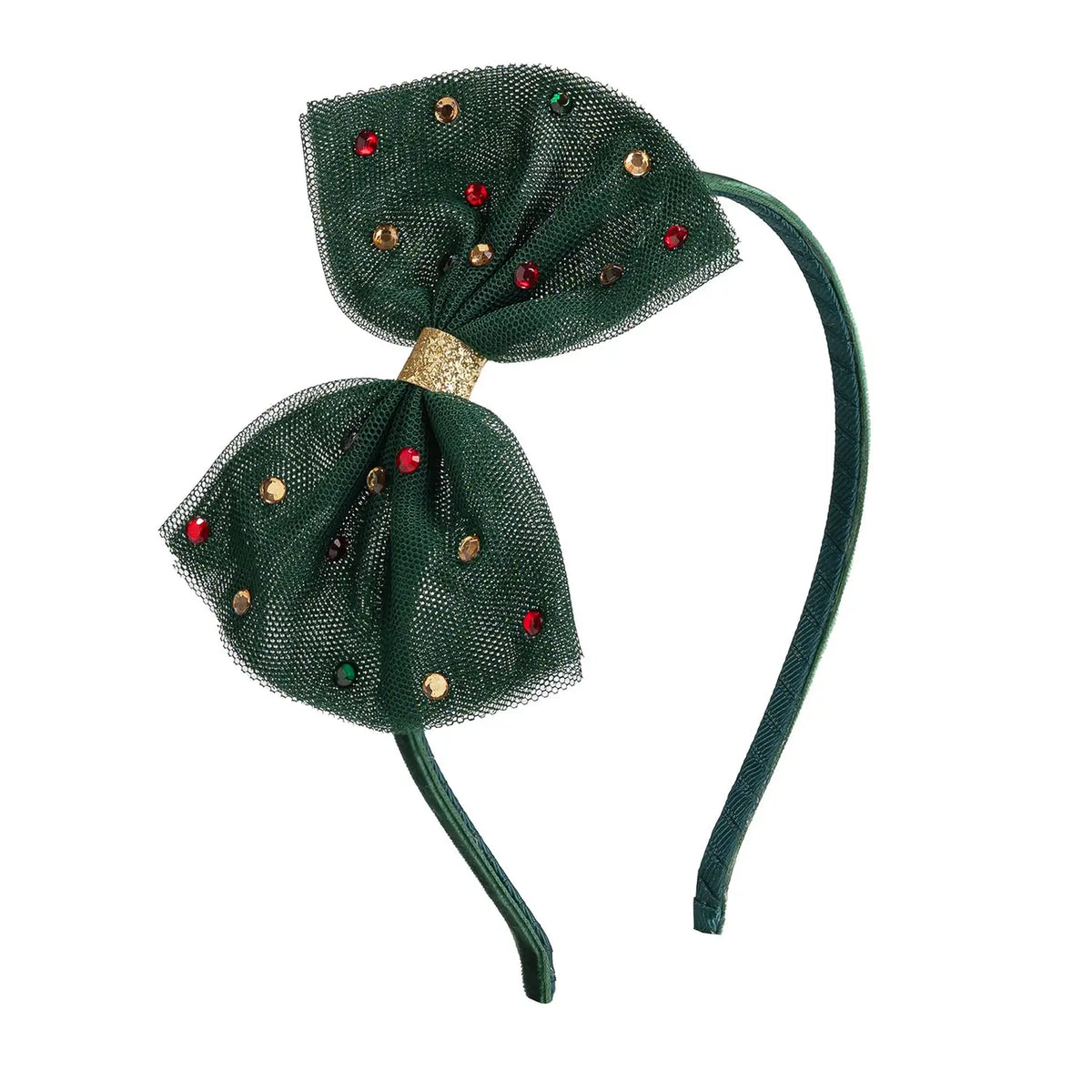 Emerald Rhinestone Tulle Headband