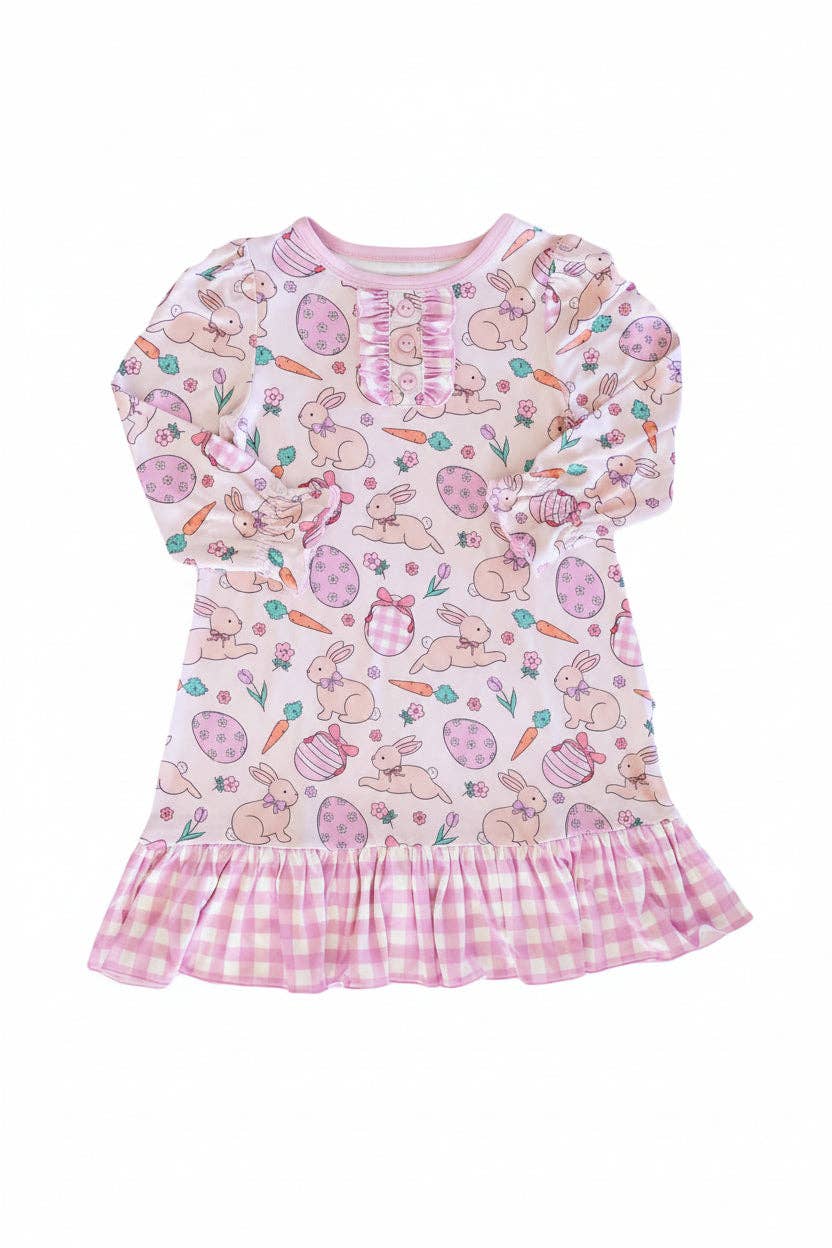 girls nightgown with bunnies and Easter eggs