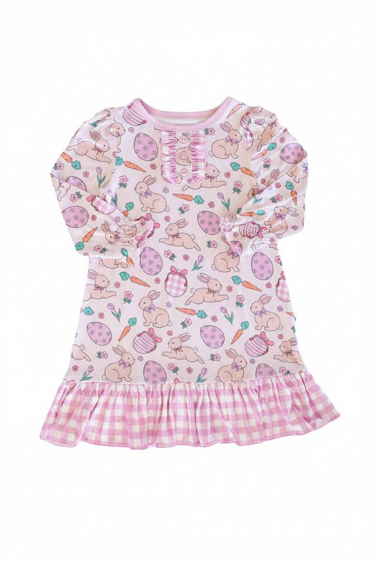 girls nightgown with bunnies and Easter eggs