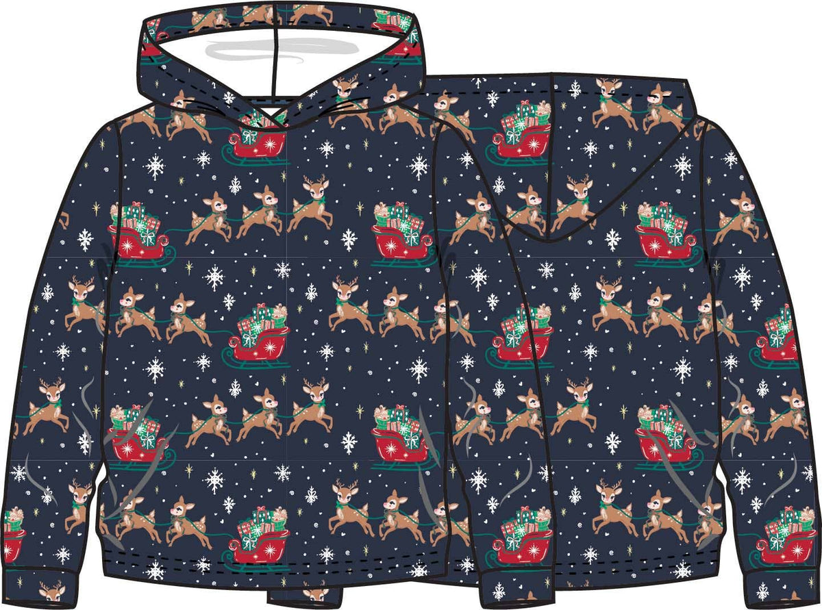 Reindeer Sleigh Ride Performance Hooded Shirt