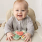 Teething toy with strawberry center 