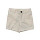 Beige shorts with a black button 