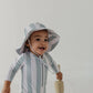 Aqua Grey Stripe Sun Hat
