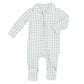 Peter Pan Collar Zipper Footie // Moss Gingham