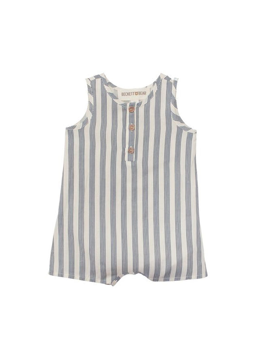 Blue Striped romper with button details 