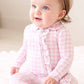 Peter Pan Collar Ruffle Zipper Footie | Rosy Gingham