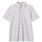 Short-sleeve shirt with a subtle pattern on a white background