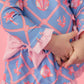 Baby Girls Tropical Trellis Long Sleeve One Piece Bow Peplum Rash Guard Swimsuit with Signature Rear Ruffles