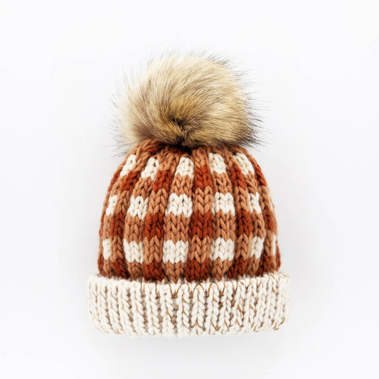 Sienna Buffalo Check Pom Pom Beanie Hat Baby & Kids
