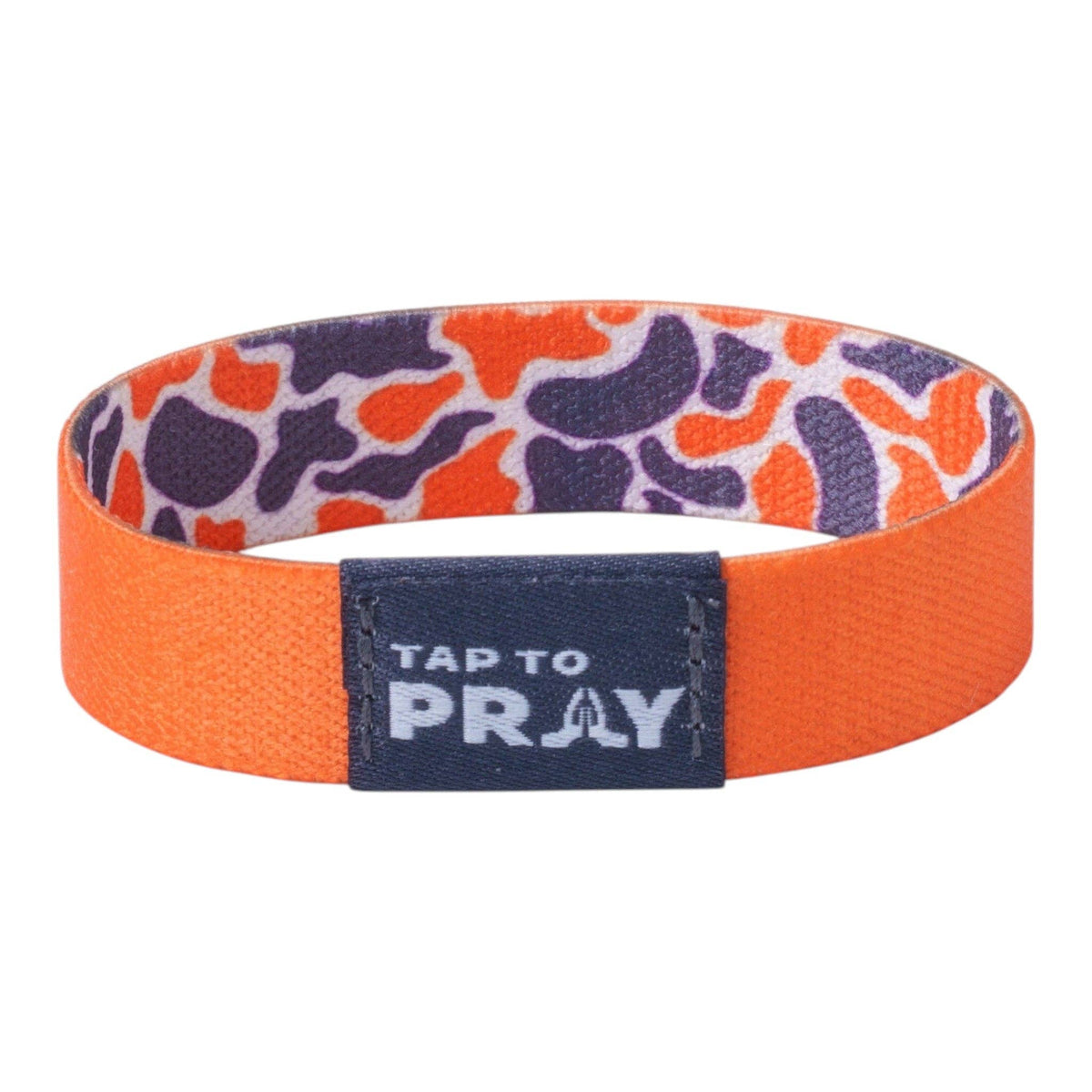 Tap To Pray® Wristband // Team Camo - Orange & Grey