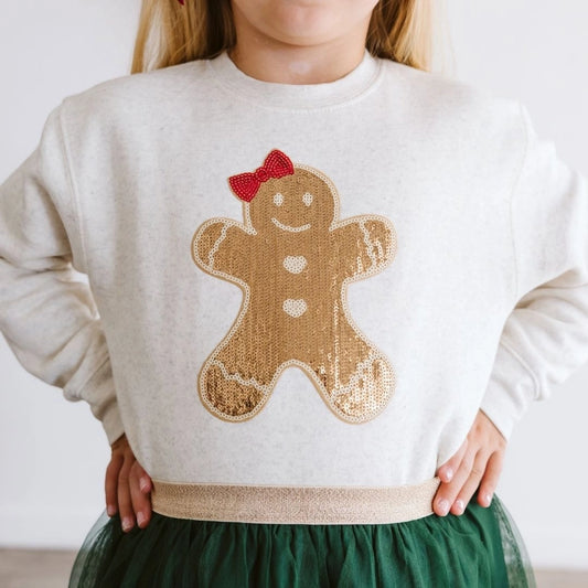 Gingerbread Sequin Patch Christmas Sweatshirt
