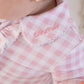 Peter Pan Collar Ruffle Zipper Footie | Rosy Gingham