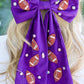 Hutson Beaded Football Bow PURPLE
