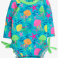 Baby Girls Neon Jelly Time Long Sleeve One Piece Rash Guard Swimsuit with Signature Rear Ruffles