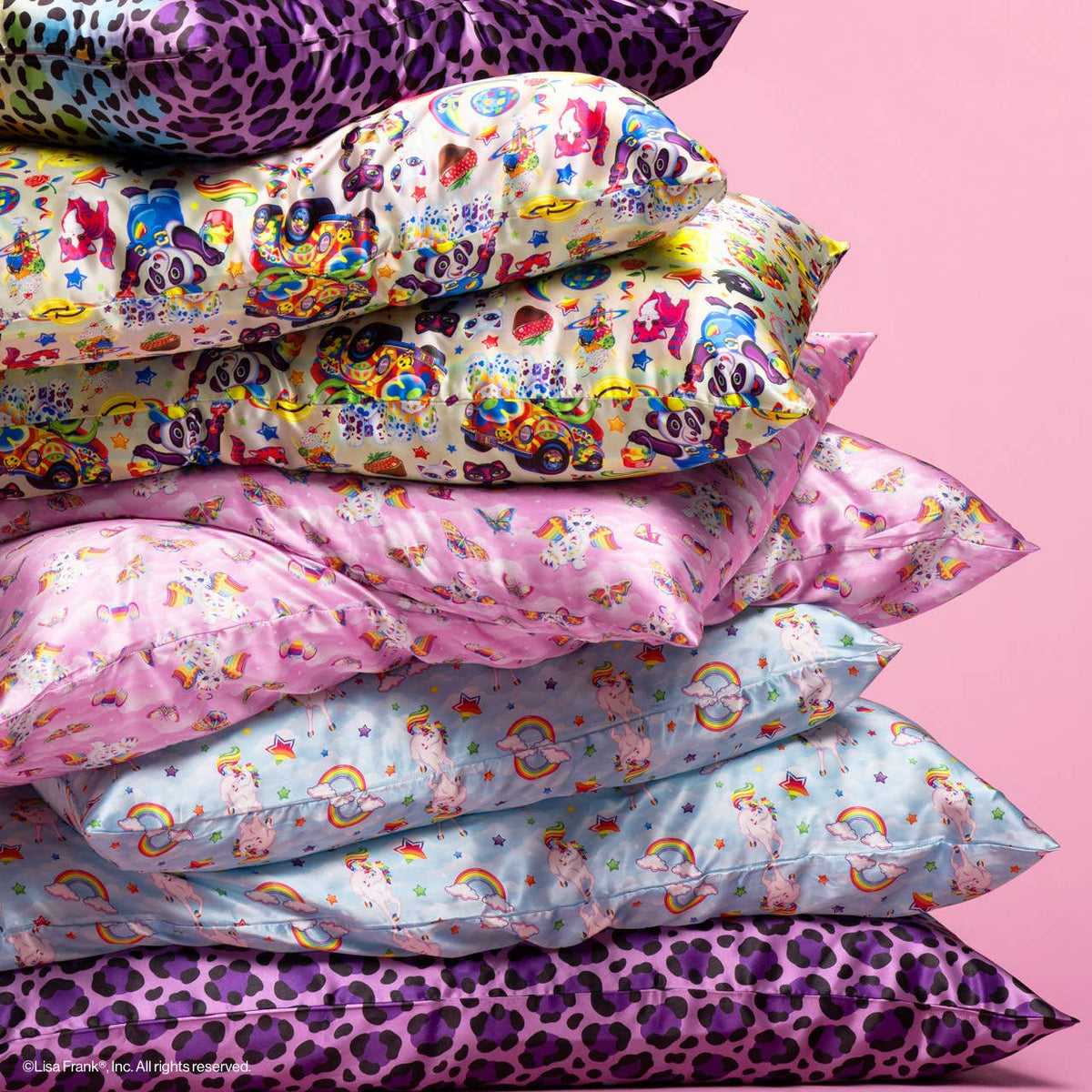 Lisa Frank x Kitsch Standard Satin Pillowcase // Rainbow Leopard