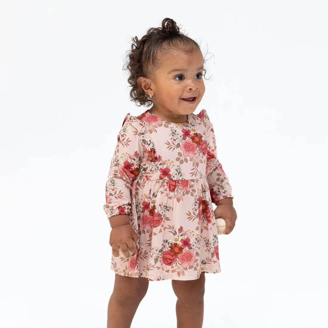 Long Sleeve Ruffle Bodysuit Dress // Sabrina Floral
