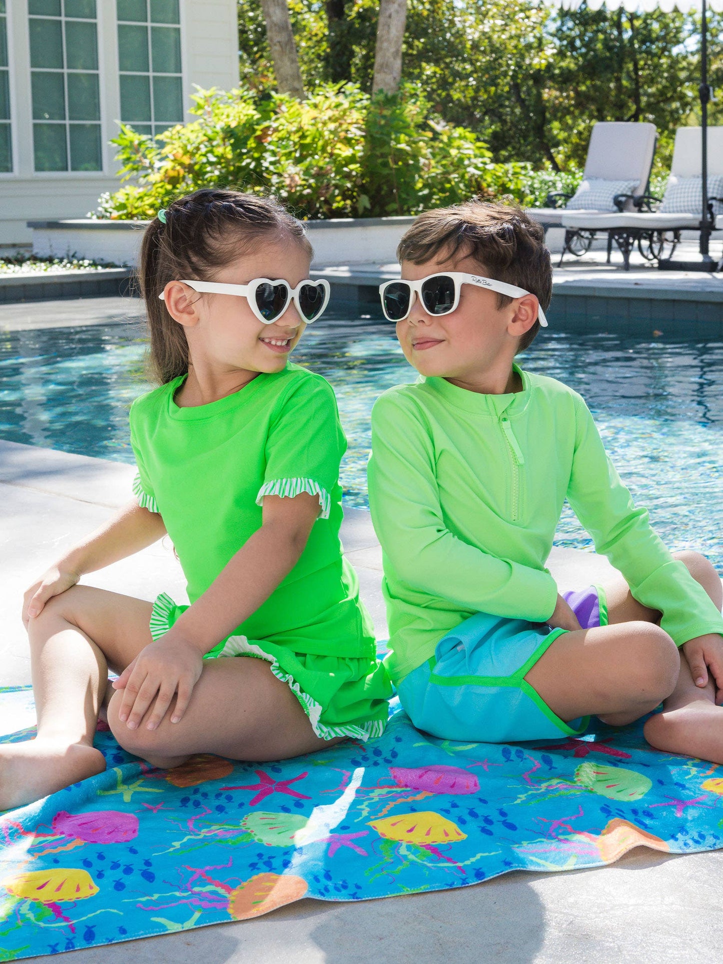 Boys Neon Honeydew Long Sleeve Zipper Rash Guard
