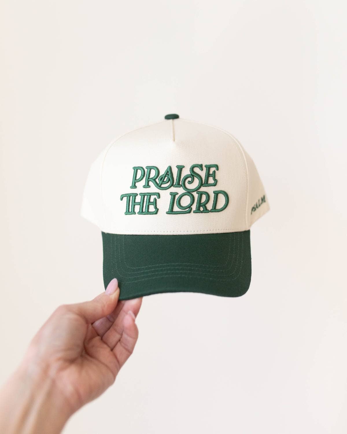Praise the Lord Christian KIDS Hat - Dark Green & Off-White