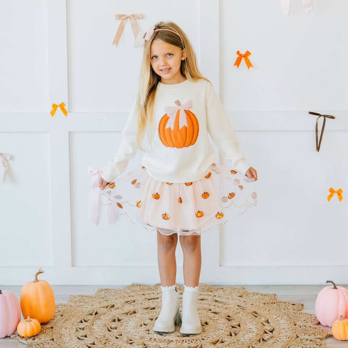 Pumpkin Sequin Scallop Tutu Skirt
