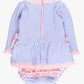 Baby Girls Periwinkle Blue Seersucker Long Sleeve One Piece Bow Peplum Rash Guard Swimsuit with Signature Rear Ruffles