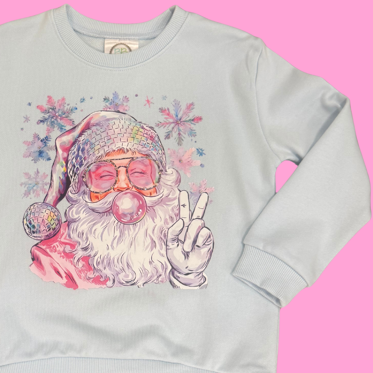 Disco Santa Sweatshirt // Light Blue