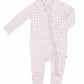 Peter Pan Collar Ruffle Zipper Footie | Rosy Gingham