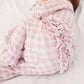 Peter Pan Collar Ruffle Zipper Footie // Rosy Gingham