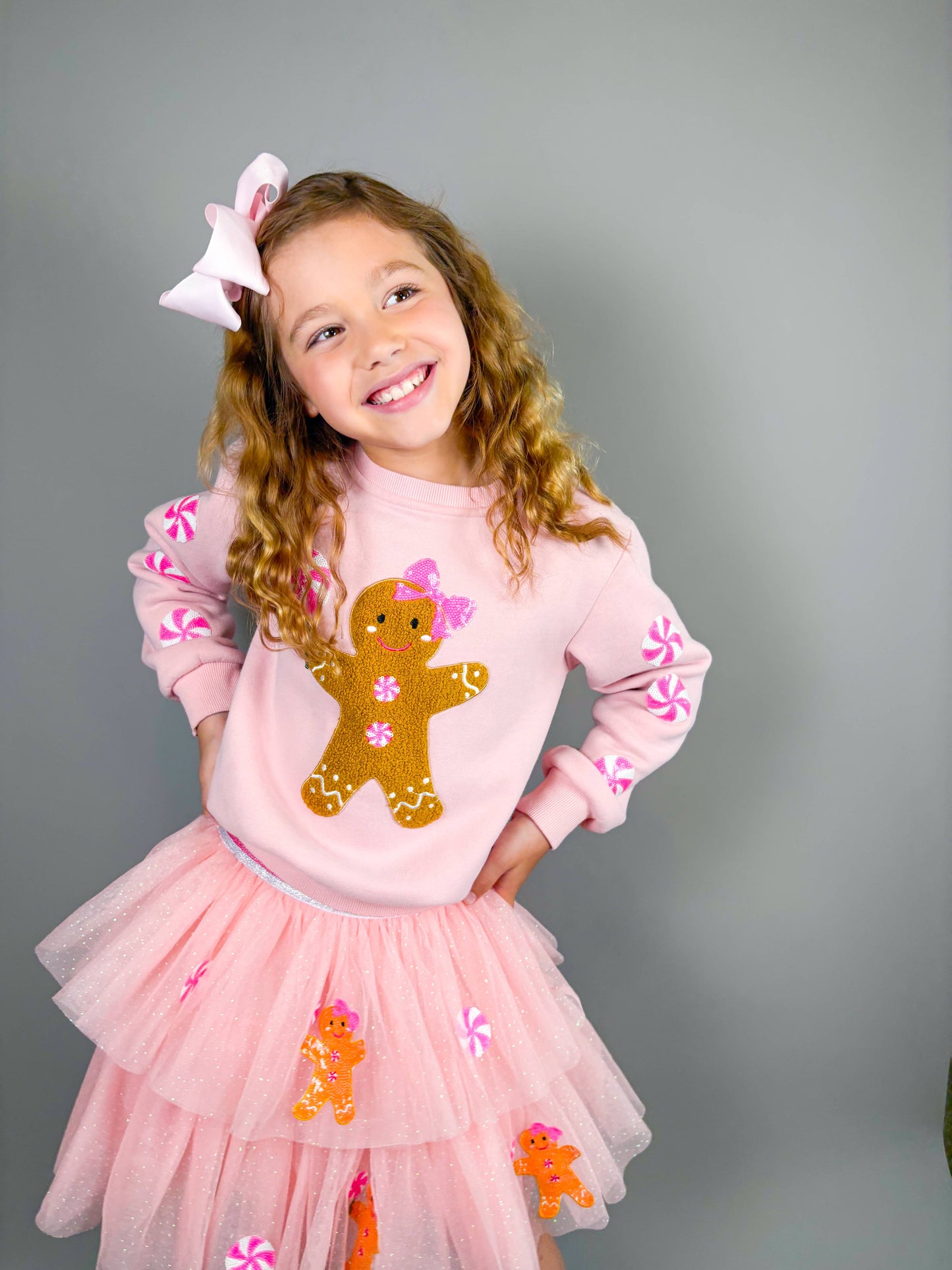 pink Sweater with gingerbread design