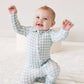 Peter Pan Collar Zipper Footie | Moss Gingham