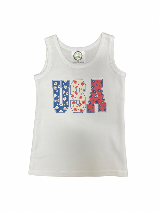 Floral USA Tank Top