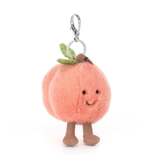 Plush peach character keychain