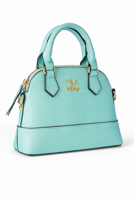 Aqua Glitter Crossbody Purse