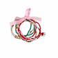 Set of colorful beaded bracelets with a pink ribbon