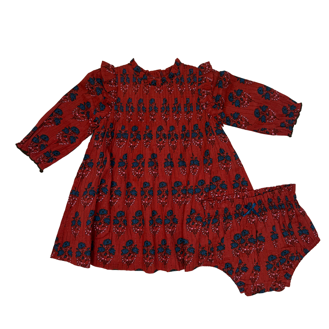 Baby Girls Jaipur Dress Set // Red Autumn Strawflower
