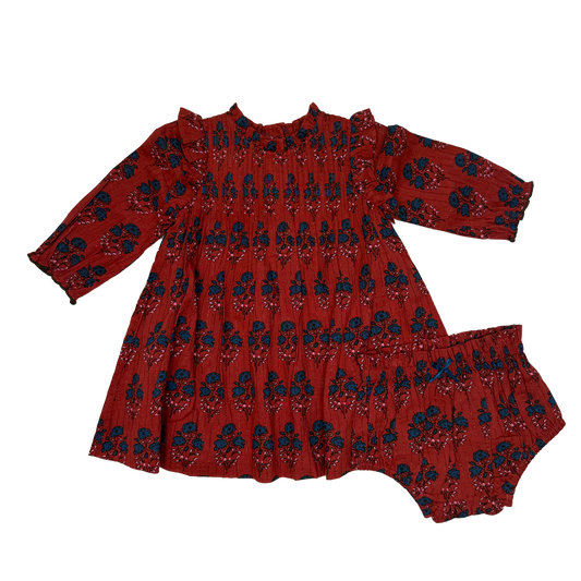 Baby Girls Jaipur Dress Set // Red Autumn Strawflower