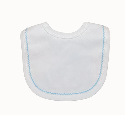 White Bib with Blue Picot Triom