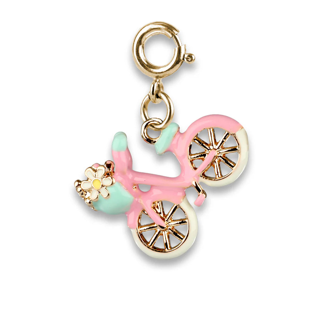 Pink bicycle charm with gold accents
