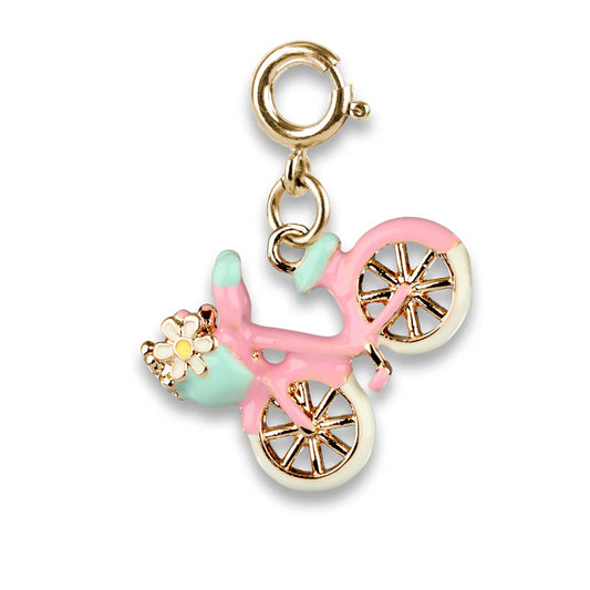 Pink bicycle charm with gold accents