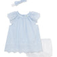 Light blue baby dress with ruffled sleeves and matching headband 