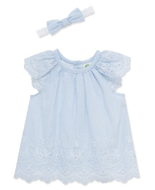 Blue & White Eyelet Stripe Sunsuit